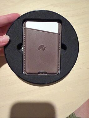 NWT Bullstrap Grey/Brown MagSafe Leather Cardholder Wallet